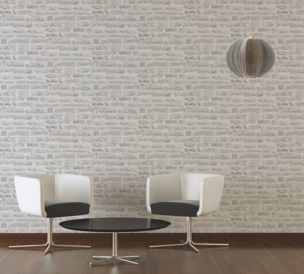 Textured Wallpaper Brick Rustic, 355804, Gray, Sample