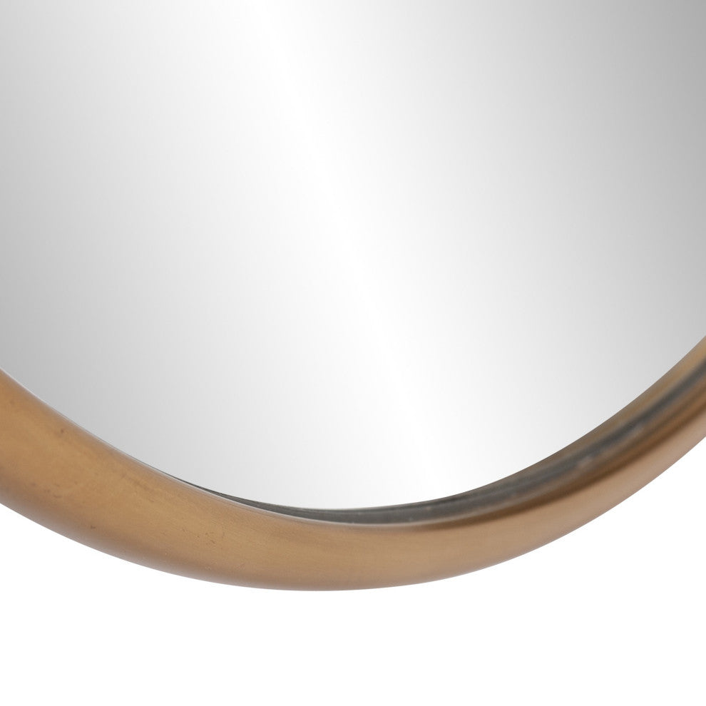 32' Antiqued Brushed Brass Round Wall Mirror