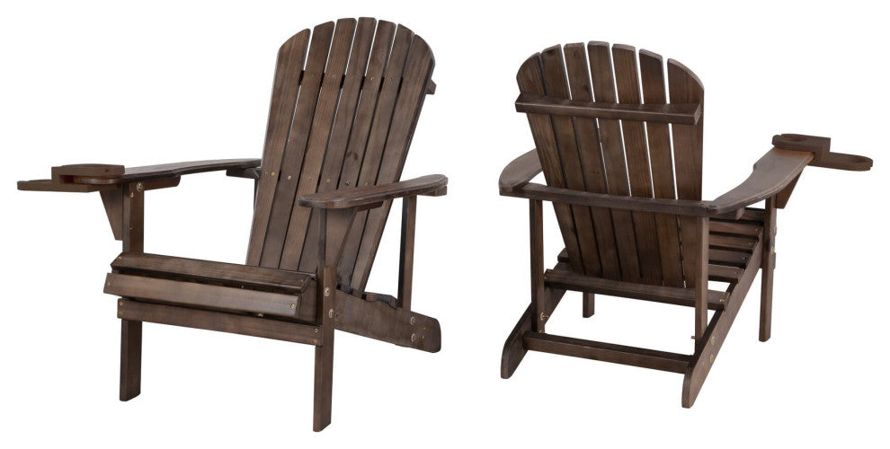 Earth Collection Adirondack Chair With phone and cup holder, Dark Brown, Two Adi