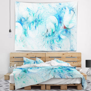Blue White Fractal Glass Texture Abstract Wall Tapestry, 60"x50"
