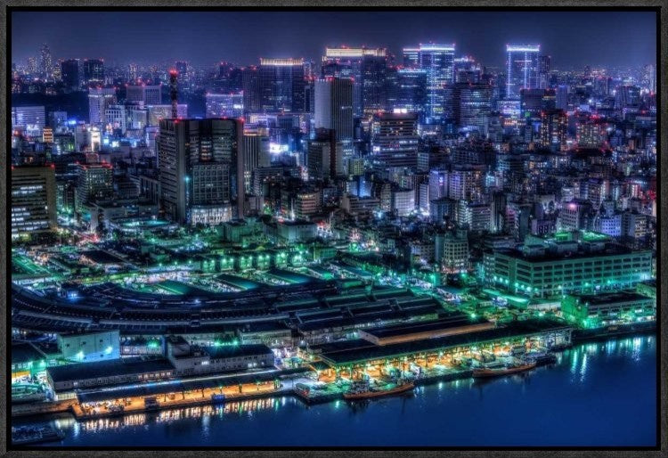 "Tokyo" Framed Canvas Giclee by Tomoshi Hara, 23x16"