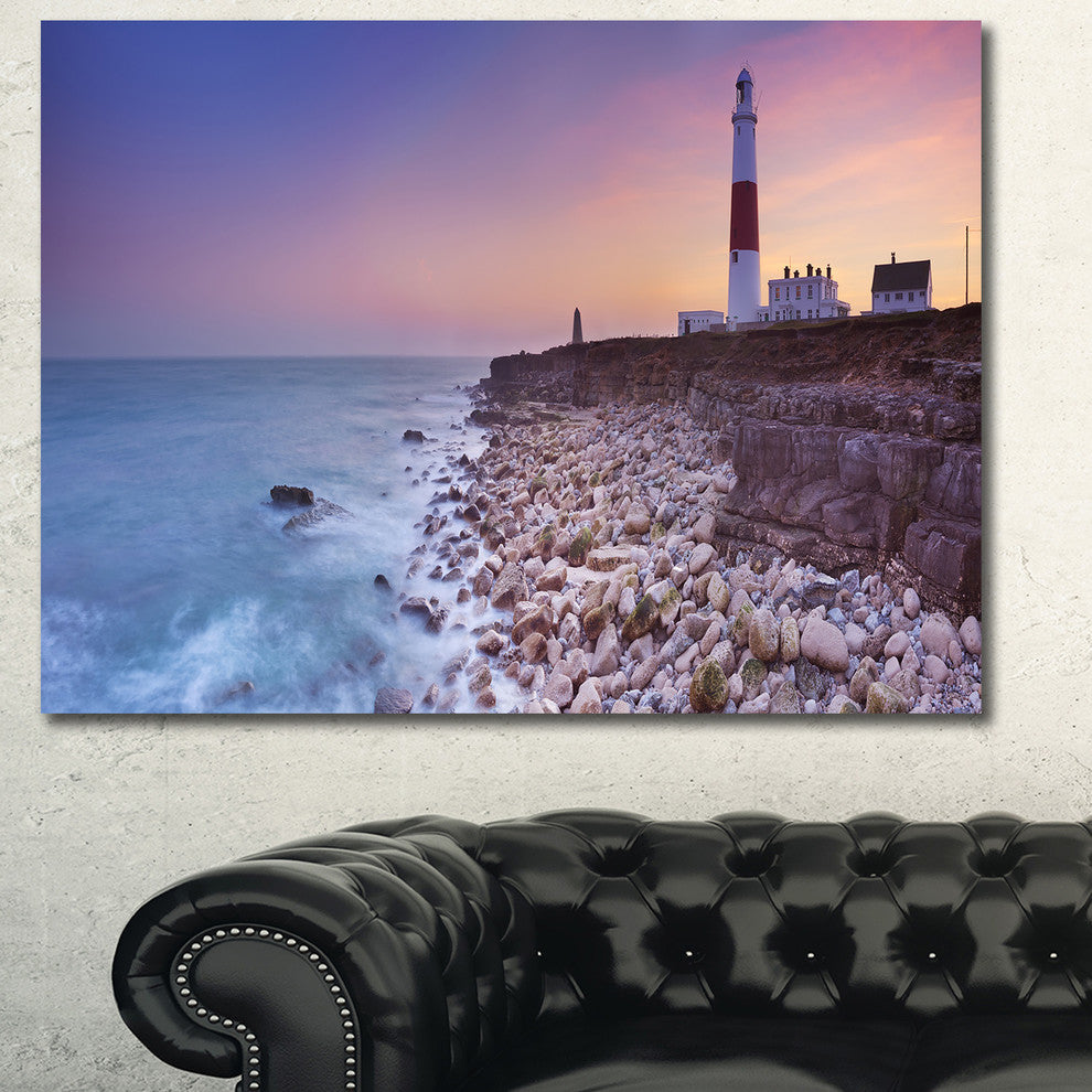 Portland Bill Lighthouse in Dorset, Modern Seashore Canvas Wall Art, 40"x30"