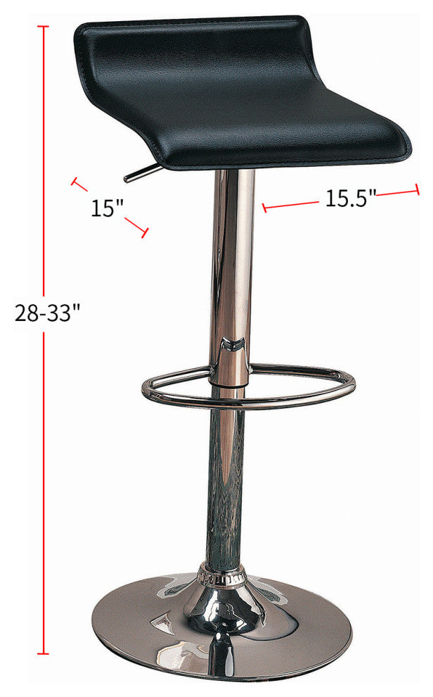 Set of 2 Adjustable Height Bar Stools, Black