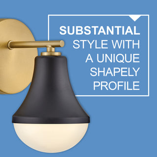 Lark Haddie 9" Modern Bath Sconce, Black + Lacquered Brass