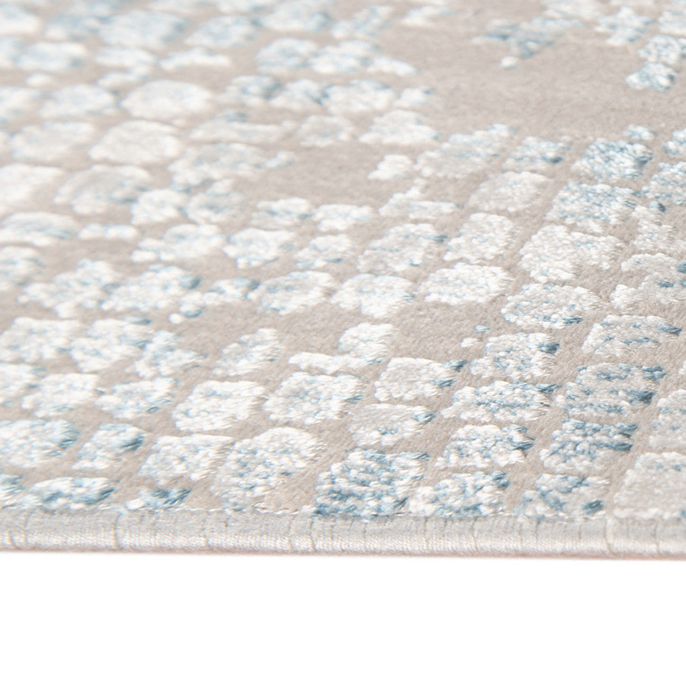 Haleena Davies Gray/Blue Polyester Blend Area Rug, 4'1"x6'