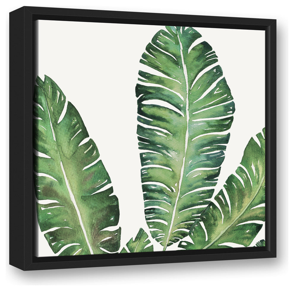 Banana Leaves 16x16 Black Floating Framed Canvas