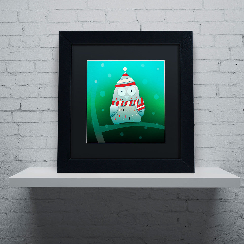 'Owl in Tree' Matted Framed Canvas Art by Carla Martell