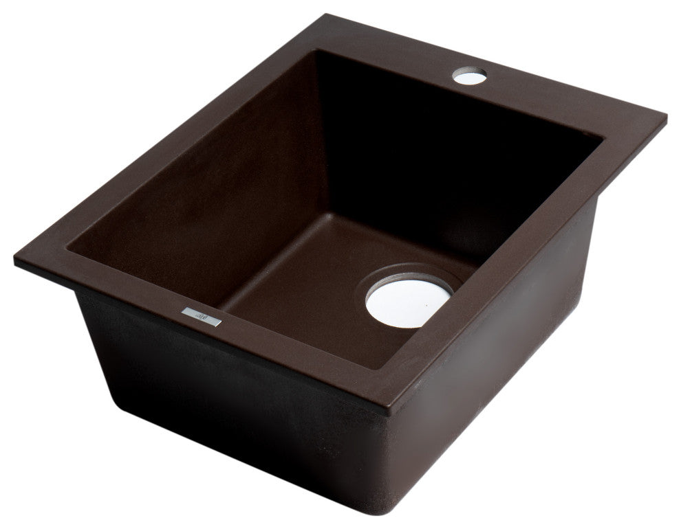 ALFI brand AB1720DI-C Chocolate 17" Drop-In Rectangular Granite Prep Sink