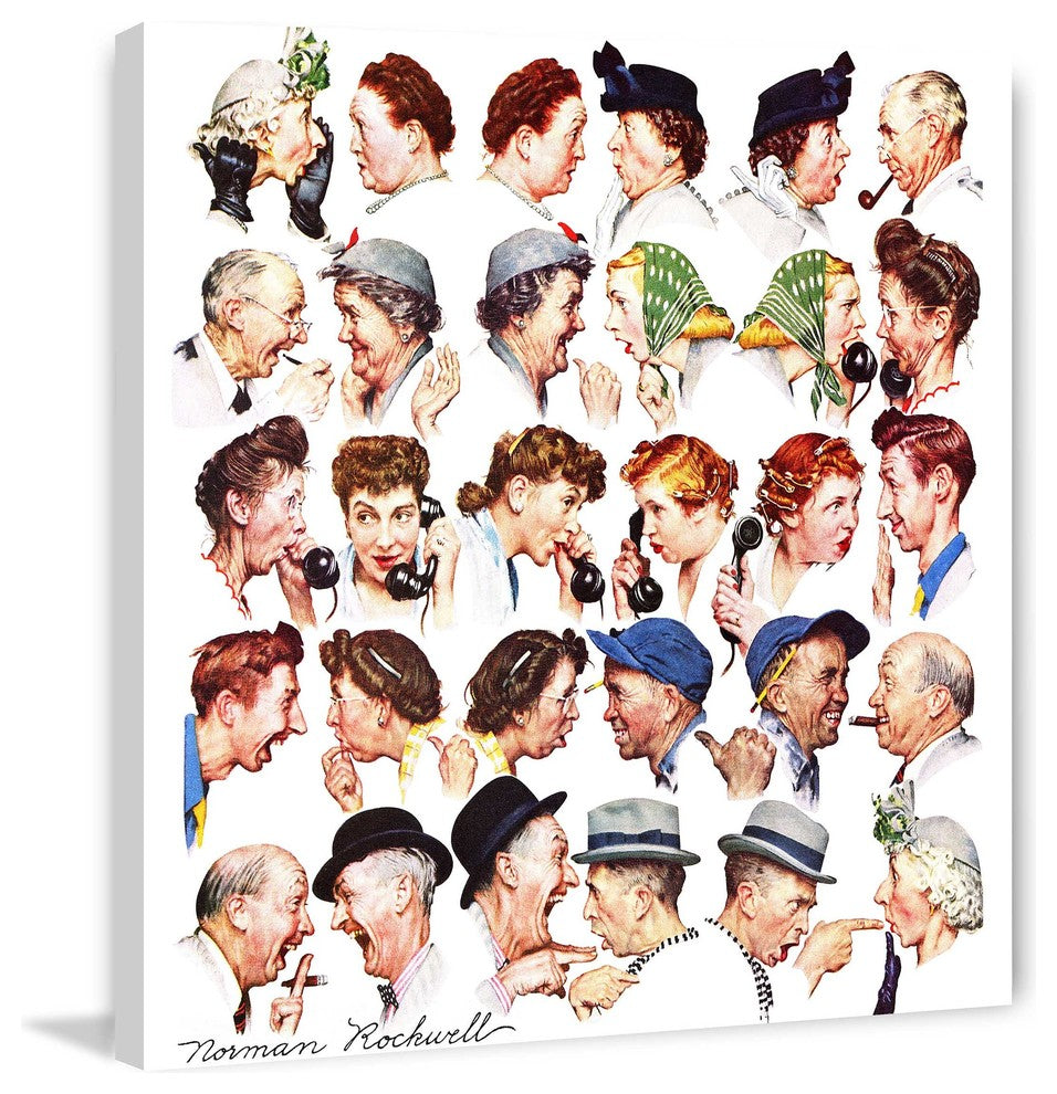 "Chain of Gossip" Painting Print on Canvas by Norman Rockwell