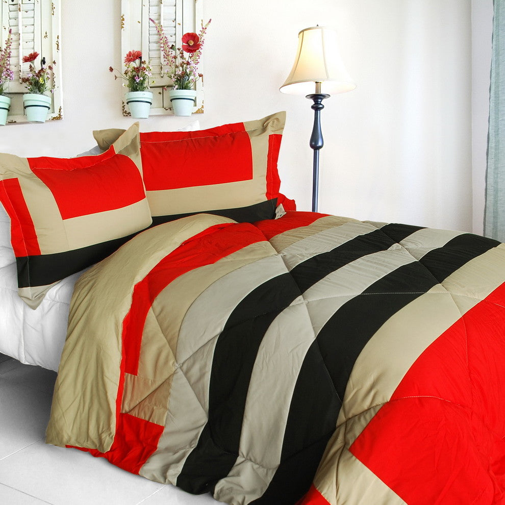 Home Prairie Quilted Patchwork Down Alternative Comforter Set-Twin