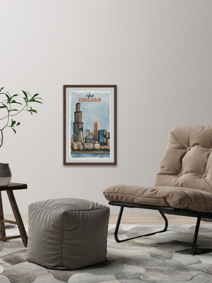 "Ultimate Chicago Skyline" Framed Painting Print, 12x18