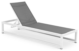 Maldives Water Resistant Mesh Patio Adjustable Chaise Lounge, Gray, White Frame