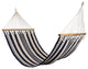 Triple Weave Black and Natural Cotton Hammock, Wooden Bar