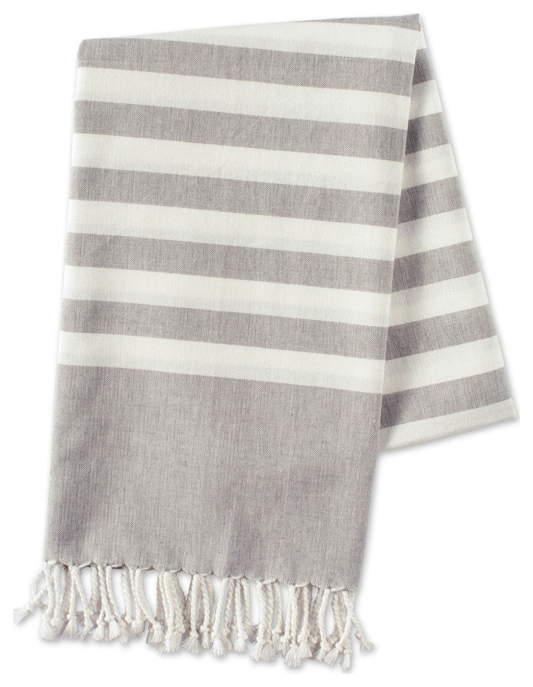 Gray 1 Inch Stripe Fouta Towel