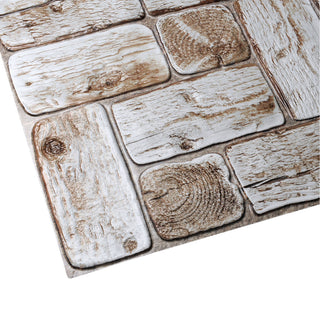 White Logs 3D Wall Panels, Set of 5, Covers 25.6 Sq Ft