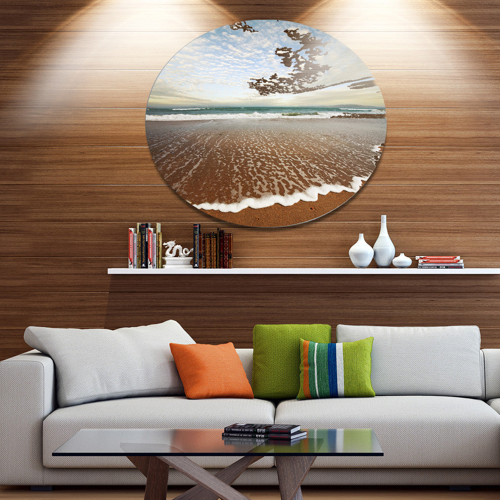 Fantastic Waves And Clouds In Beach, Seashore Round Wall Art, 11"