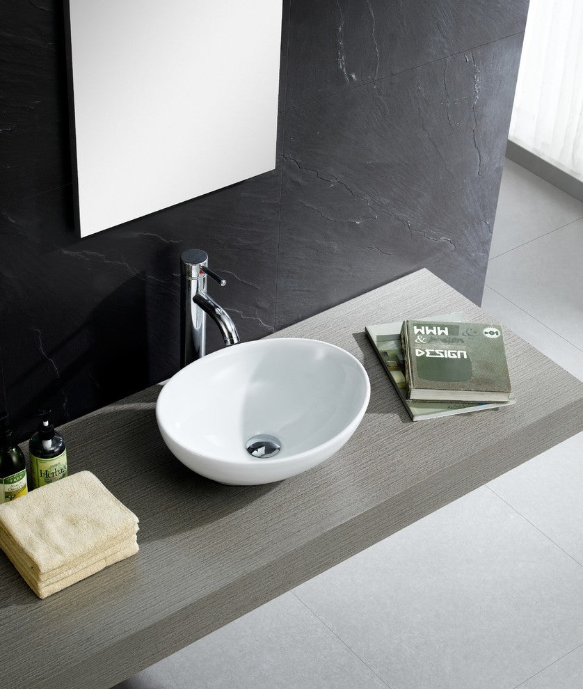 Fine Fixtures White Vitreous China Round Modern Vessel Sink