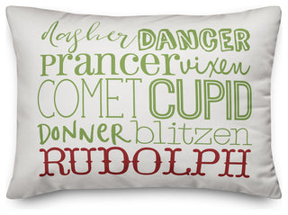 Reindeer Names 14"x20" Throw Pillow Cover
