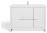 Esconde Bath Vanity, High Gloss White, 48", Single Sink, Freestanding