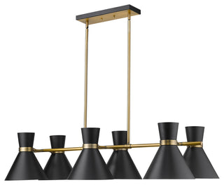 Z-Lite 728-6L Soriano 6 Light 48"W Linear Chandelier - Matte Black / Heritage