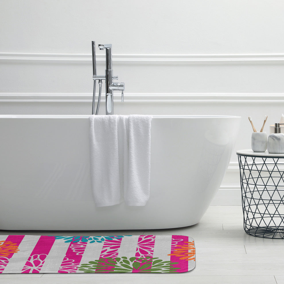 34" x 21" Flower Bursts Bathmat, Orange