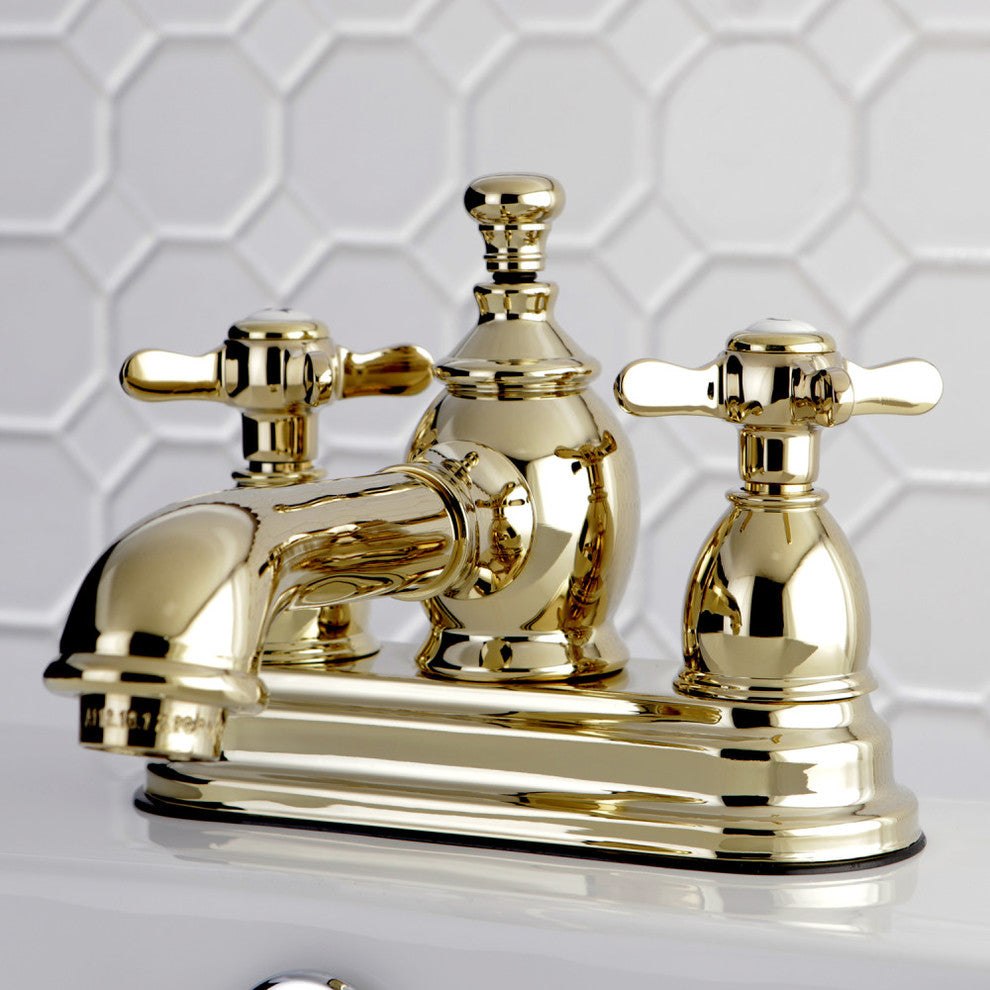 4" Centerset Bathroom Faucet WithBrass Pop-Up, Polished Brass