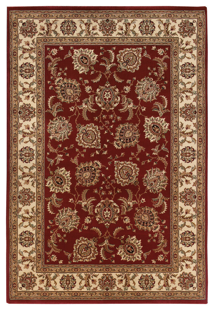 Aiden Traditional Vintage Inspired Red/Ivory Rug, 8' Square