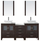 Virtu Dior 74" Double Bathroom Vanity, Espresso With Faucet and Mirrors