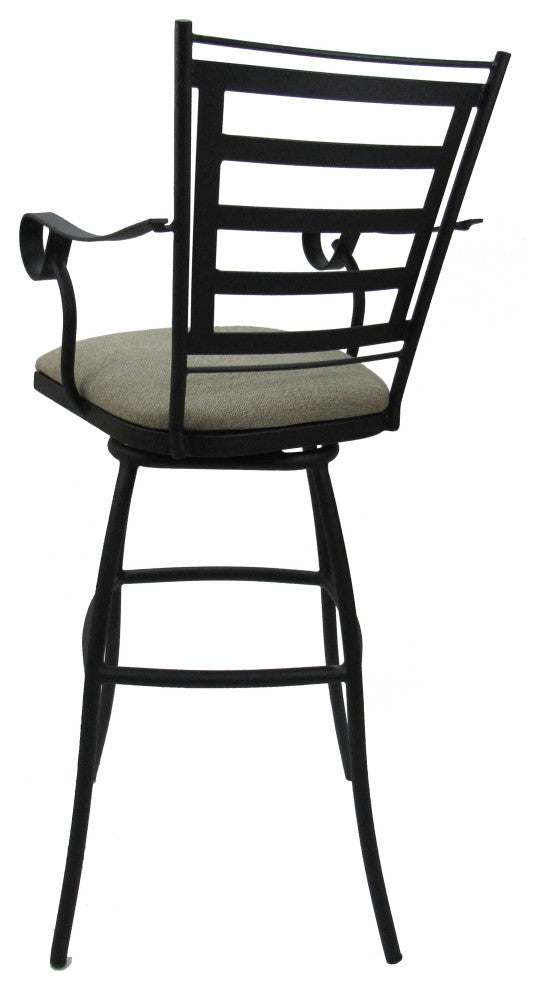 Outdoor Indoor Swivel Bar Stool Counter, Knobbly Taupe on Black, 30"