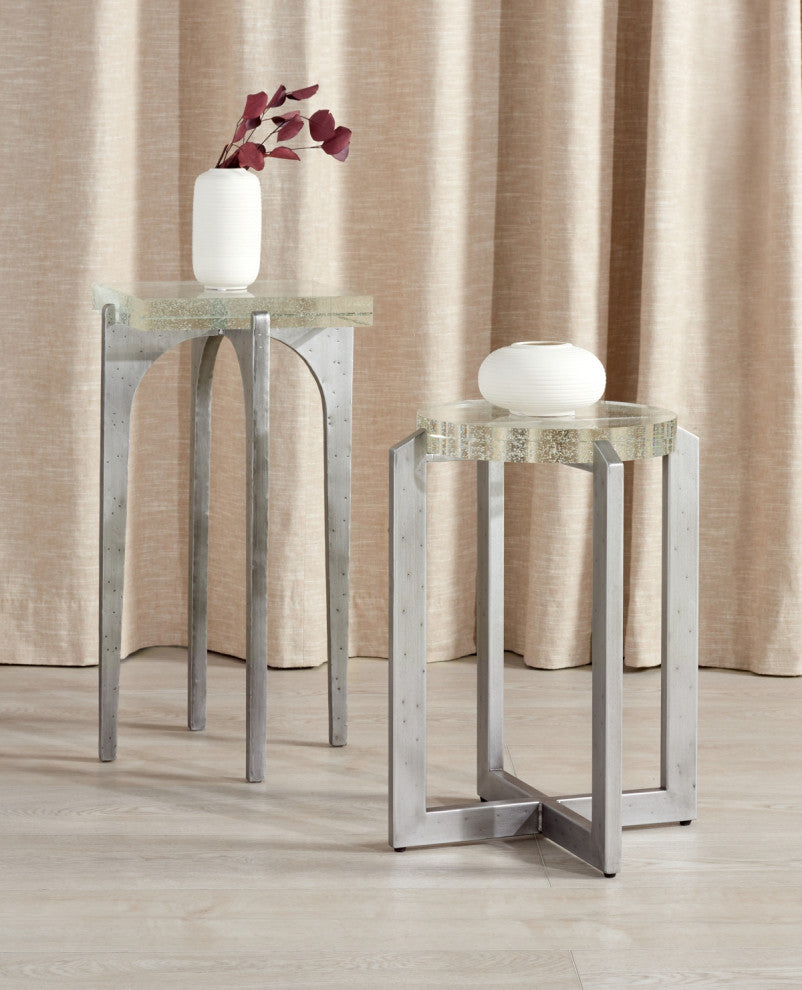 Safavieh Couture Tawny Square Bubble Glass Accent Table, Silver/Clear