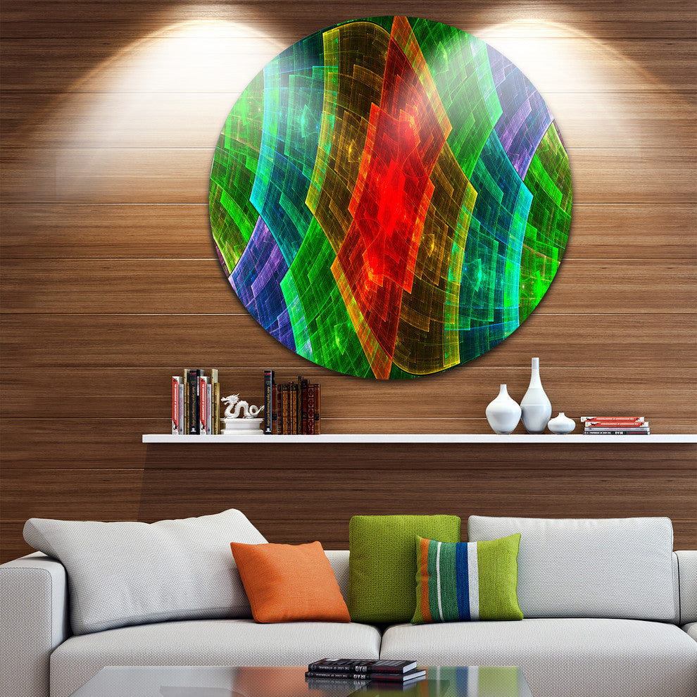Multi-Color Psychedelic Fractal Grid, Abstract Disc Artwork, 23"