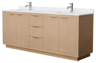 Maroni 80" Light Straw Double Vanity, White Cultured Marble Top