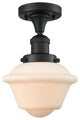 Oxford 1-Light LED Semi-Flush Mount, Matte Black, Glass: White Cased