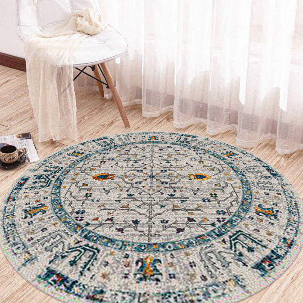 Montana Dyanne Area Rug, Ivory, 7'6" x 7'6"R, Bordered