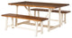 Brennan Solid Wood 3 Piece Trestle Dining Group - Rustic Oak/White Wash