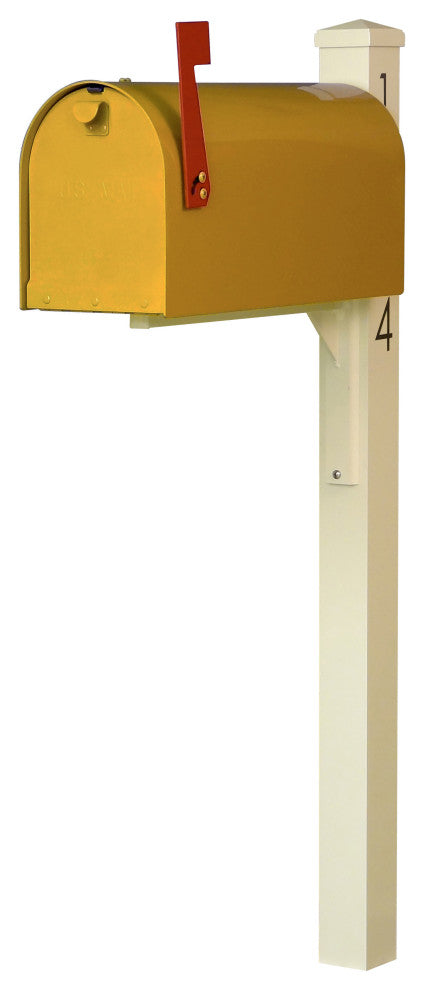 Mid Modern Rigby Curbside Mailbox and Post, Yellow