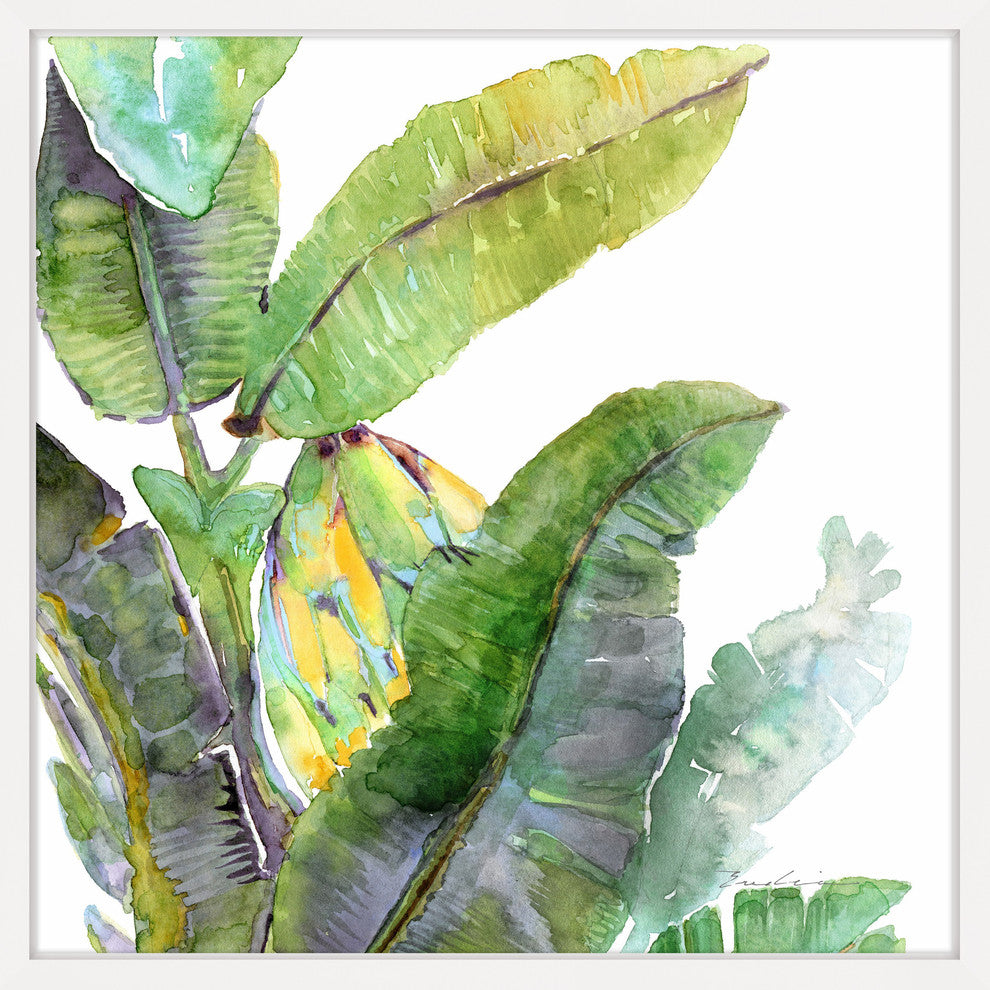 "Banana Leaves One" Framed Painting Print, 12"x12"