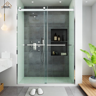 60-in x 76-in Frameless Sliding Shower Door, Chromed