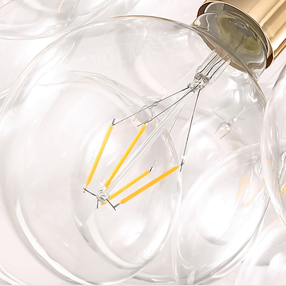 Contemporary Clear Glass Bubble Chandelier, Black, 4 Lights
