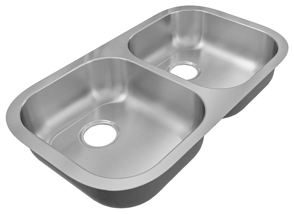 Sinber 32" Undermount Double Bowl 304 Stainless Steel Kitchen Sink