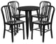 24'' Round Black Metal Indoor-Outdoor Table Set With 4 Vertical Slat Back Chairs