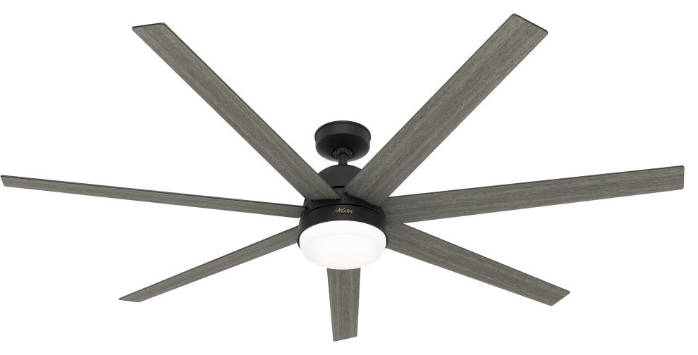 Hunter 70" WiFi Phenomenon Matte Black Ceiling Fan With LED Light, Wall Control
