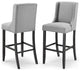 Bar Stool Chair Barstool, Set of 2, Fabric, Wood, Gray, Modern, Bar Pub