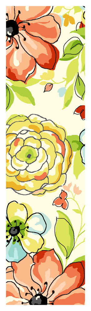 Sonesta 2039 Sand Floral Splash Rug, 2'x7'6" Runner