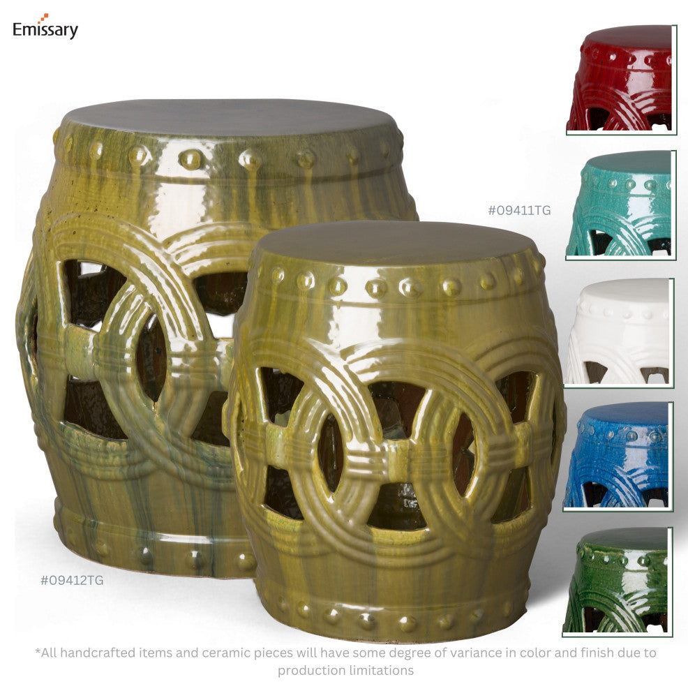 Eternity Tea Green Round Ceramic 21" Garden Stool
