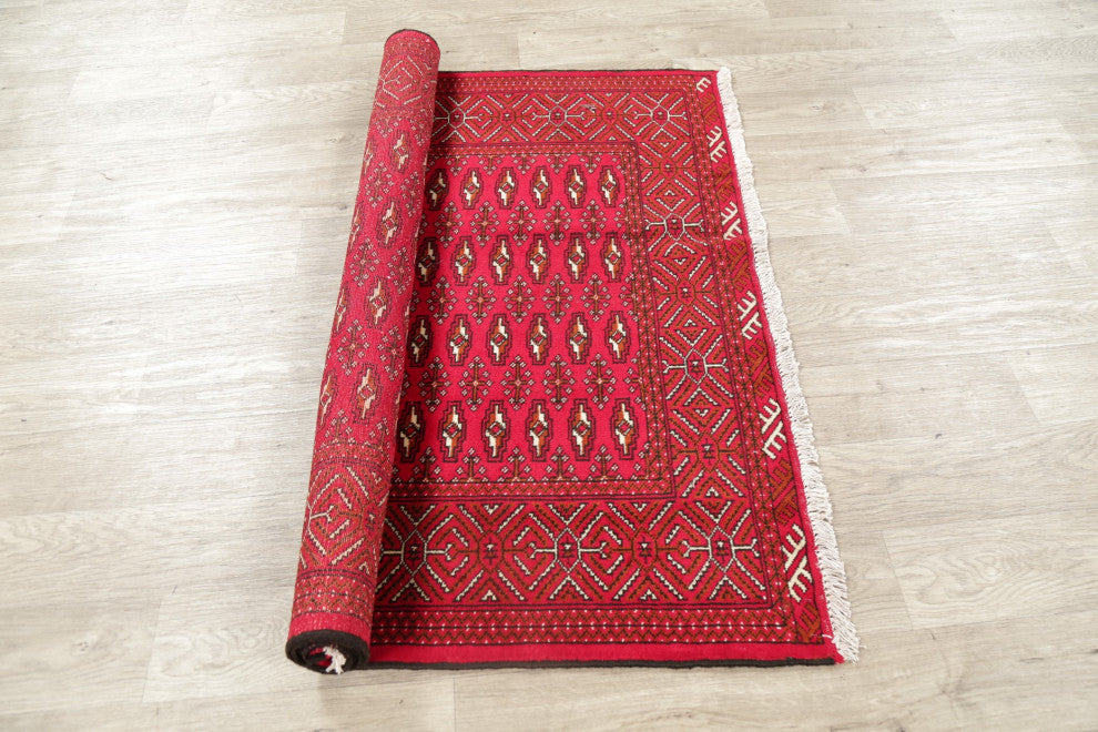 Consigned, Traditional Pakistani Hand-Knotted Vintage-Style Area Rug, Red, 4x6