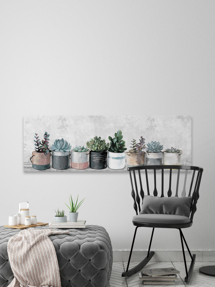 "Wild Succulents, Pots" Painting Print on Wrapped Canvas