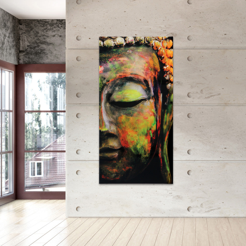 Buddha Wall Art Frameless Free Floating Tempered Art Glass