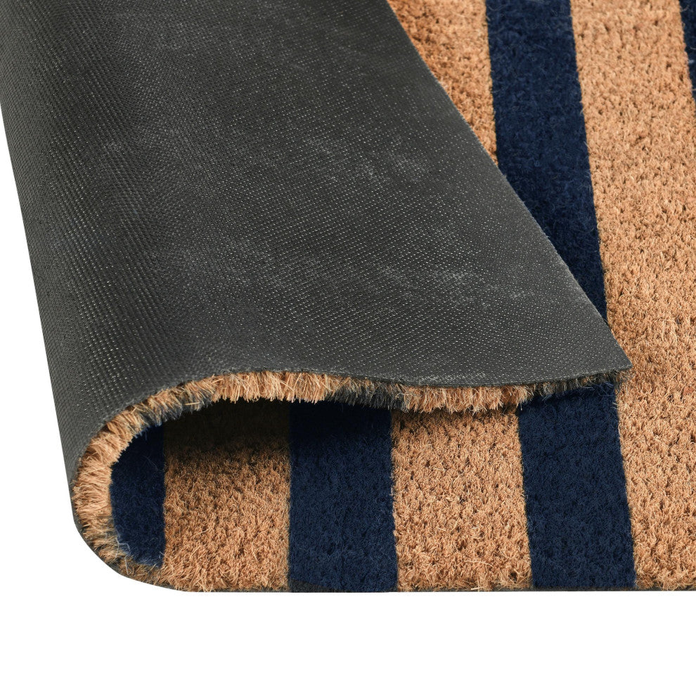 Striped 24x57 Coir Doormat by Kosas Home, Navy Stripe