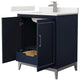 Marlena 30" Dark Blue Single Vanity, Quartz Top, 1-Hole, Nickel Trim